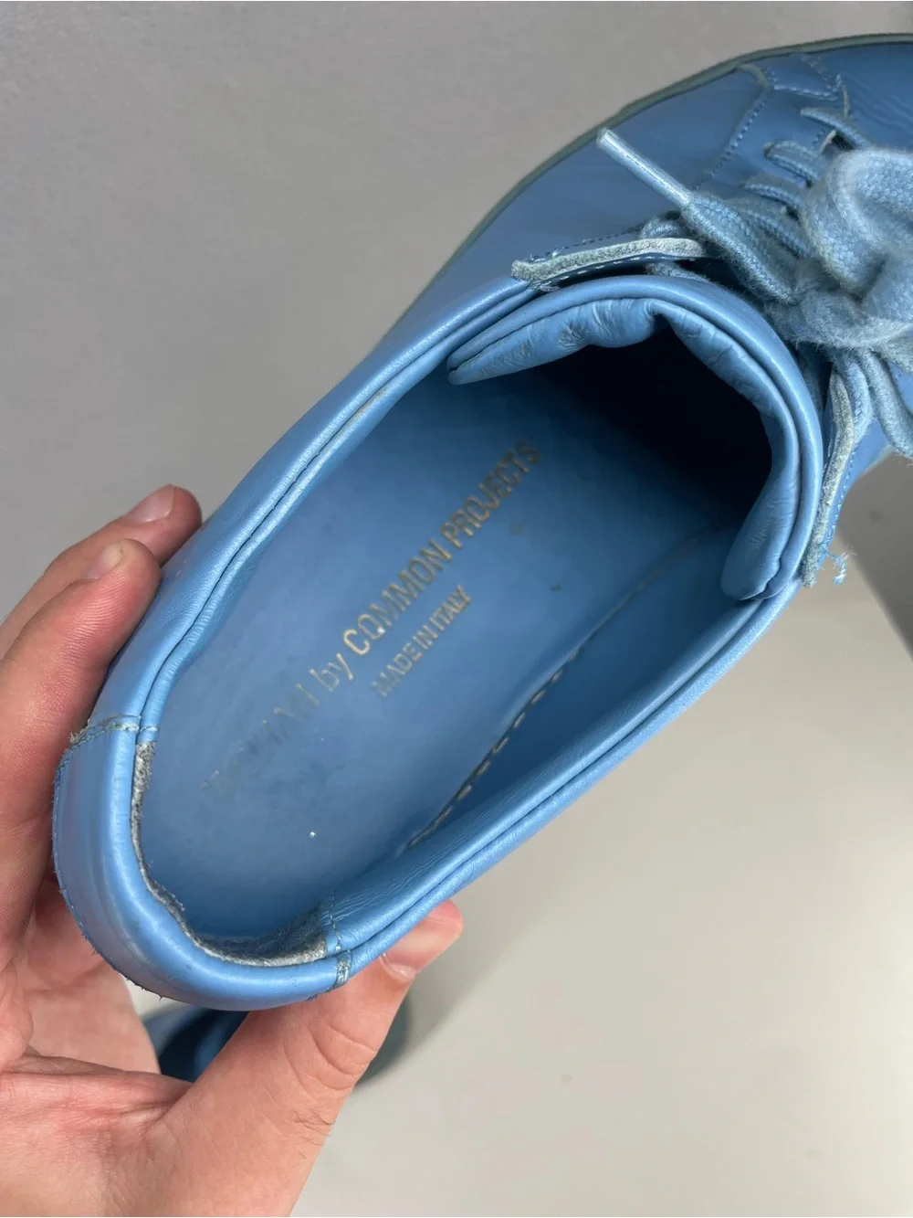 Woman by Common Projects Achilles Leather Sneaker Blue EU38 US8 W Made In Italy